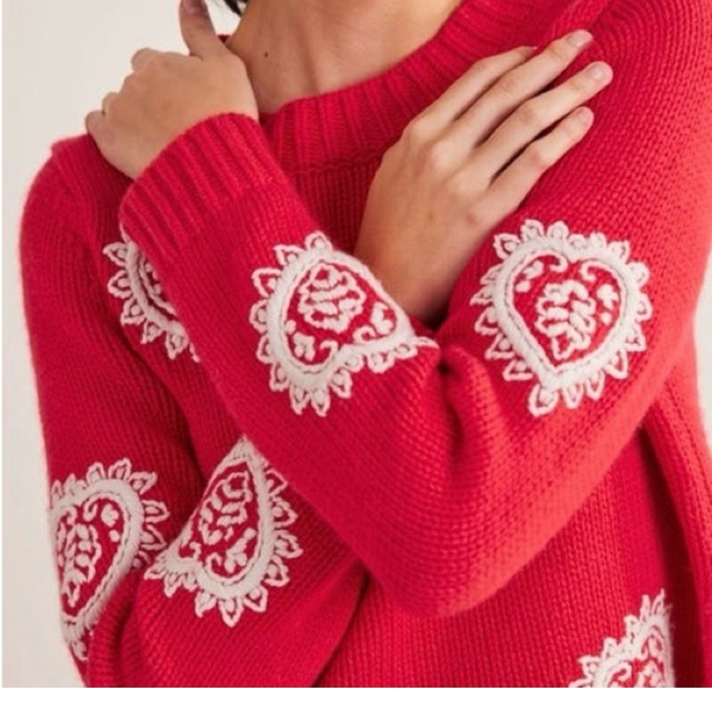 Boden Red Heart Motif Women's Sweater - Picture 2 of 4